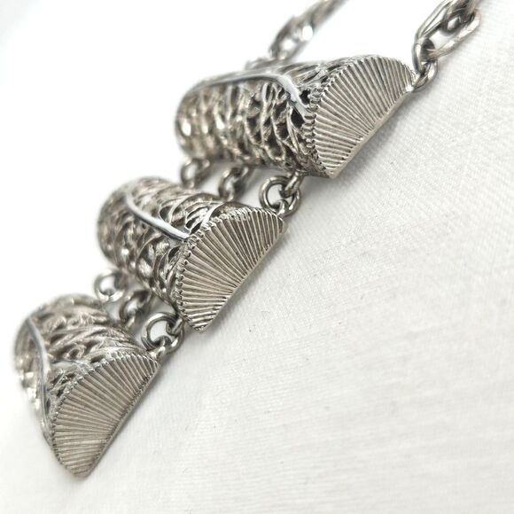 VTG LUCIEN PICCARD Silver Statement Necklace Large - Picture 9 of 11